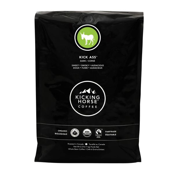 Kicking Horse Coffee, Kick Ass, Dark Roast, Whole Bean, Certified Organic, Fairtrade, Kosher Coffee, 2.2 Lb, 35.2 Ounce