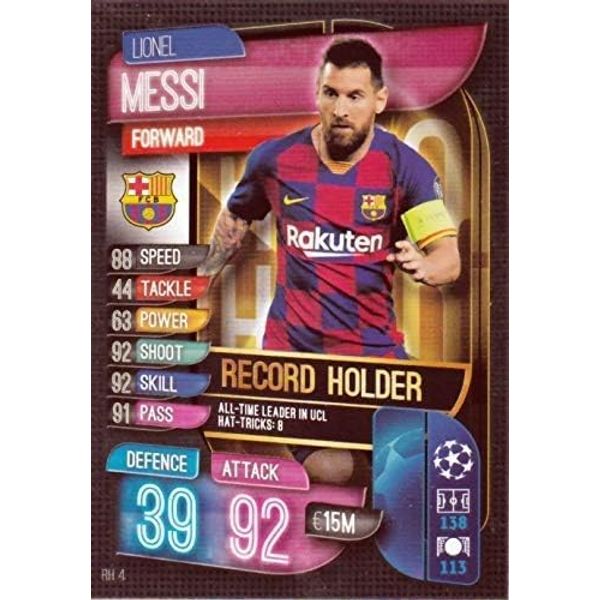 Match Attax Extra 2019 2020 Messi Record Holder RH4 Trading Card