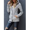 Sidefeel Women Hooded Knit Cardigans Button Cable Sweater Coat Small Grey