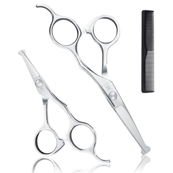 Kids Hair Cutting Scissors Professional Safety Rounded Tips Haircut Scissors Kit with 6.1'' Barber Hair Cutting Shears and 5.1'' Hair Trimming Scissors for Babies, Toddlers, Children, Women and Men