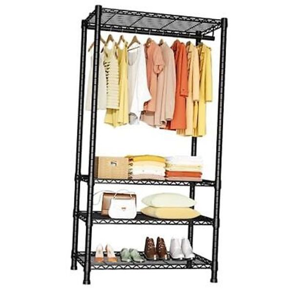 H2 Heavy Duty Clothes Rack, Freestanding 4 Tiers Garment Rack for Hanging