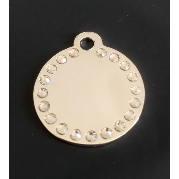 *SMALL* SILVER DIAMANTE DISC engraved Cat / Dog / Pet ID tags GLAMOUR / BLING