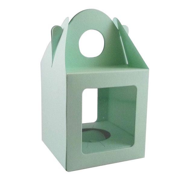 10 x Medium Light Green Single Cupcake/Muffin/Fairy Cake Boxes with 2 Windows