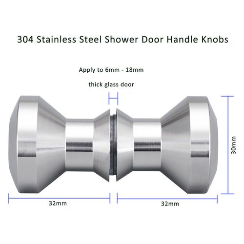 Tencro Shower Door Handle Knob Polished Solid Stainless Steel Handle Screen Round Bathroom Door Knob (30mm)