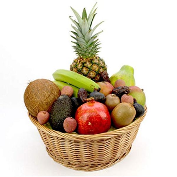 Hawaiin Fruit Basket - Fruit Gift Baskets and Gift Hampers with Next Day UK delivery with Personal Message attached