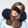 Inflatable Travel Neck Pillow - Soft Flight Rest/Support Cushion Head & Neck (Navy)
