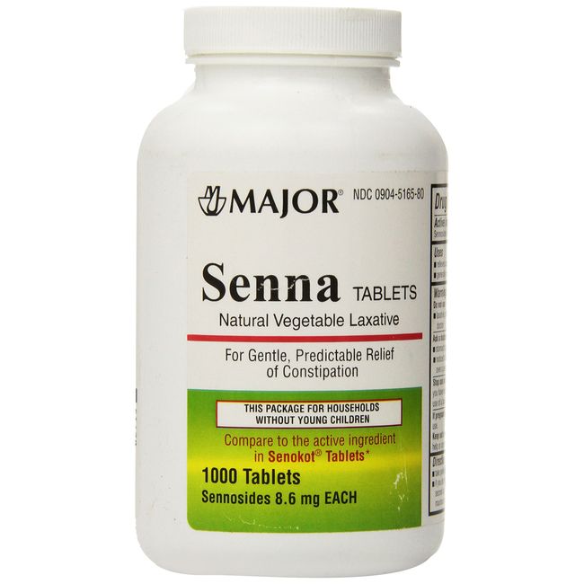 Senna 8.6 Mg Natural Vegetable Laxativ 1000 Tablets Generic for Senekot by MAJOR PHARMACEUTICALS (Original Version)