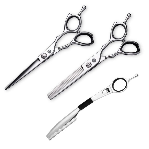 Saki Kotaro 6 Inch Set of Hair Cutting Shears - For Professional Hairdressers and Barbers - Hair Scissors and Thinning Shears for Hair Cut - Made from Japanese 440C Steel