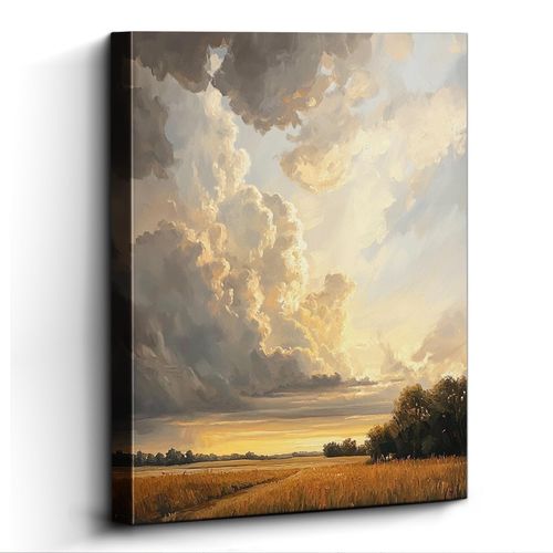 WOXZQ Canvas Wall Art, Oil Painting Decor, Landscape Nature Country Paintings, Farmhouse Pictures, Modern Artwork, Peaceful Prints Cottagecore Office Living Room Bedroom 12x15 Inch