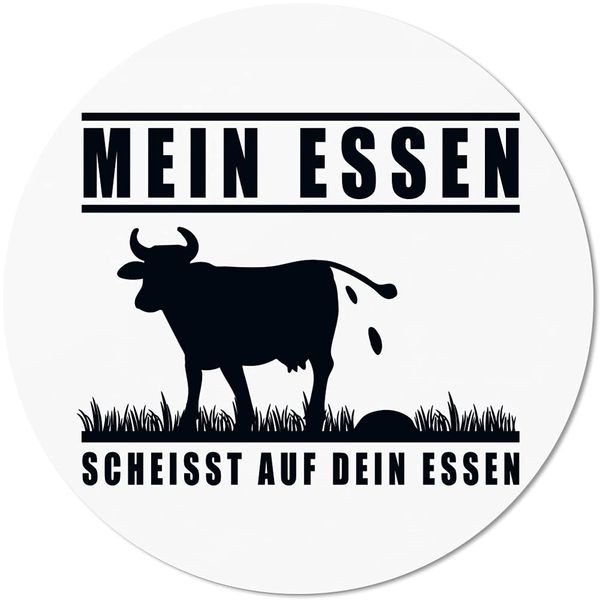 JUNIWORDS Mauspad Mousepad, Rund, Mein Essen scheisst auf Dein Essen