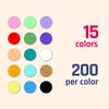 3000 Pack - 10mm Coloured Dot Stickers, Sticky Dots Labels - 15 Assorted Colours
