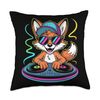 Dj Fox Groovy Vibes Spin the Beat Throw Pillow