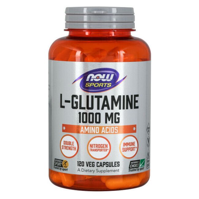 NOW Foods L-Glutamine, Double Strength, 1000 mg, Veg 120 Capsules