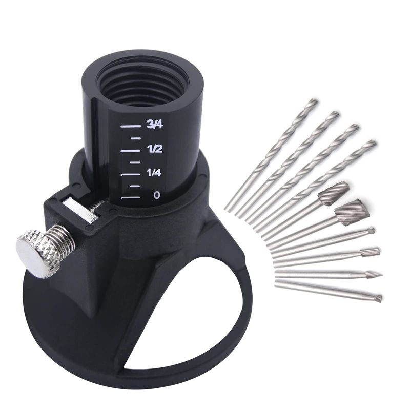 Rotary Multi Tool Cutting Guide Attachment Kit HSS Router Drill Bit ...