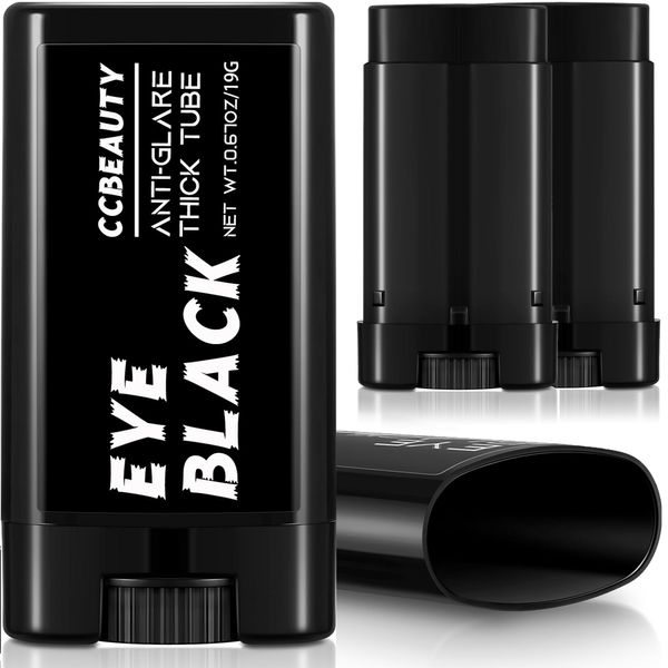 CCBeauty 2Packs Eye Black Football Bulk, Drip Stick EyeBlack Softball, Cream Black Face Body Paint for Foodball Lacrosse, Skeleton Sugared Skulls Clown Makeup for Halloween Cosplay Costume Party