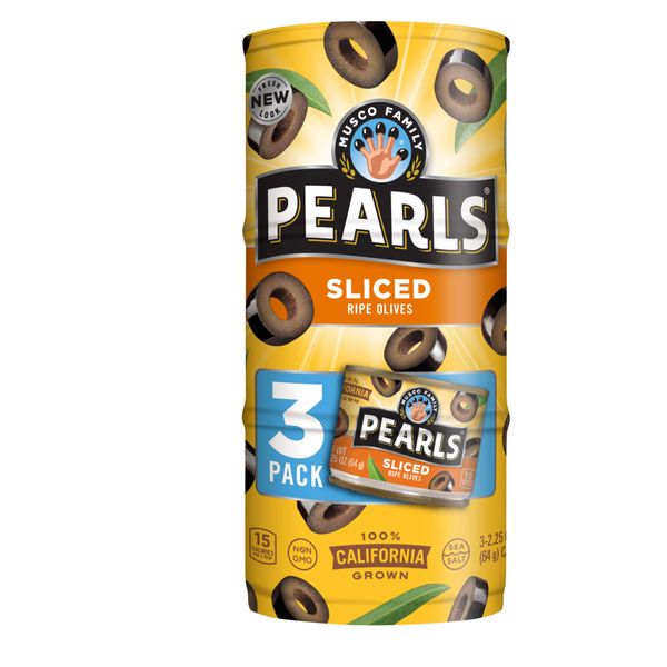 Pearls, Ripe Sliced, Black Olives, 2.25 oz, 3-Can Sleeve