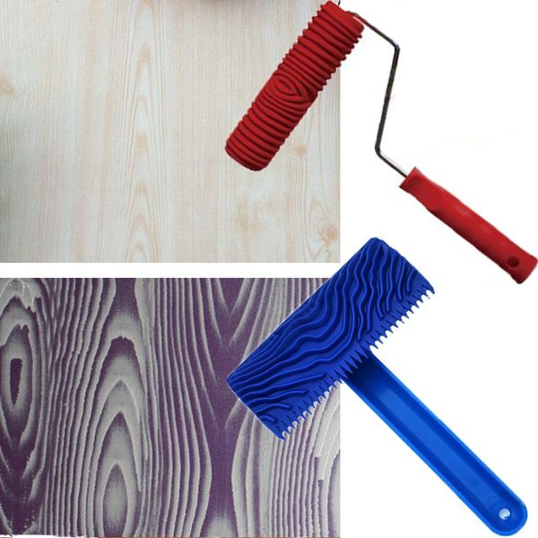 ikenokoi uddogureiningu Rubber Wood Grain Rubber Paint Tool Sand 目立te Paint Roller Handle with own design wall decoration DIY Tool Set of 2