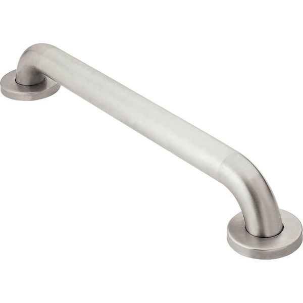 Moen R8912P Bathroom Safety 12-Inch Stainless Steel Bathroom Grab Bar with Concealed Screws, Stainless