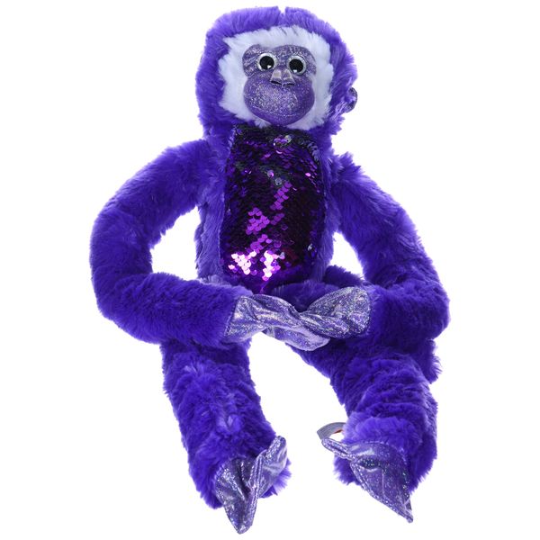 Wild Republic Sequin Monkey Plush, Stuffed Animal, Sensory Plush Toy, Gifts for Kids, Green, 22 inches, Purple