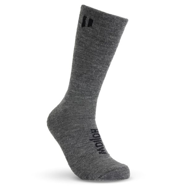 HOLLOW Alpaca Crew Socks for Men and Women, Moisture Wicking Alpaca Socks for Hiking, Running, Outdoors, Any Season Crew Sock, Temperature Regulating, Light Compression, Medium, Grey