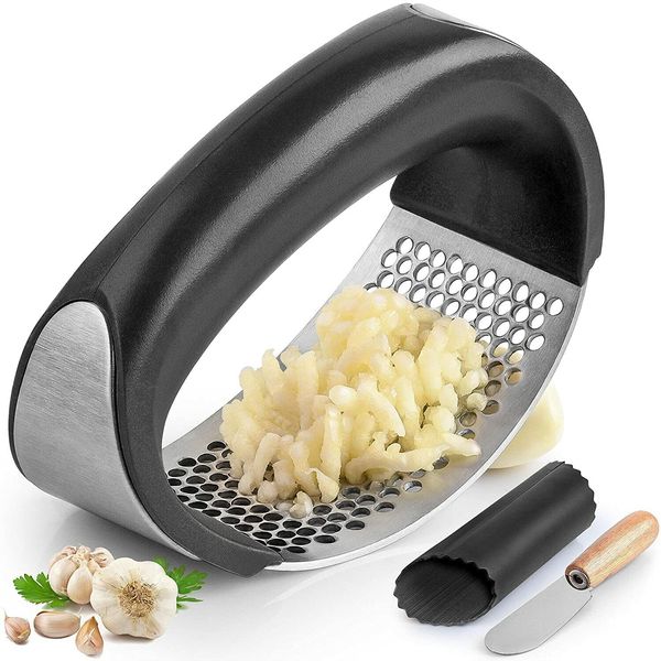 Zulay Stainless Steel Garlic Press Rocker Set - Premium Garlic Mincer