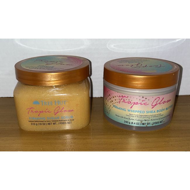 Tree Hut TROPIC GLOW Firming Sugar Scrub & Whipped Shea Body Butter SET *NEW