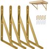 4 Pcs Gold Shelf Brackets Triangle Shelving Brackets Right Angle Wall Mounted Shelf Supporters 6 Inch