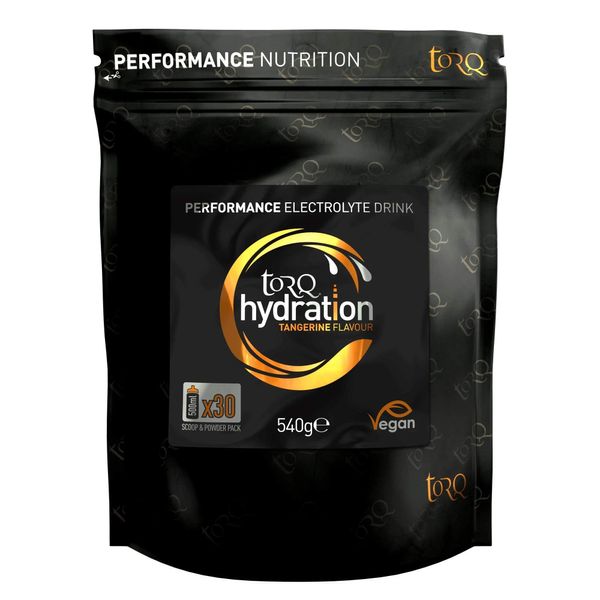 Torq Hydration - Tangerine - Rapid Rehydration Electrolytes Powder Hypotonic Profile Running , Cycling , Sports Hydration Drink - 30 Servings - 540g