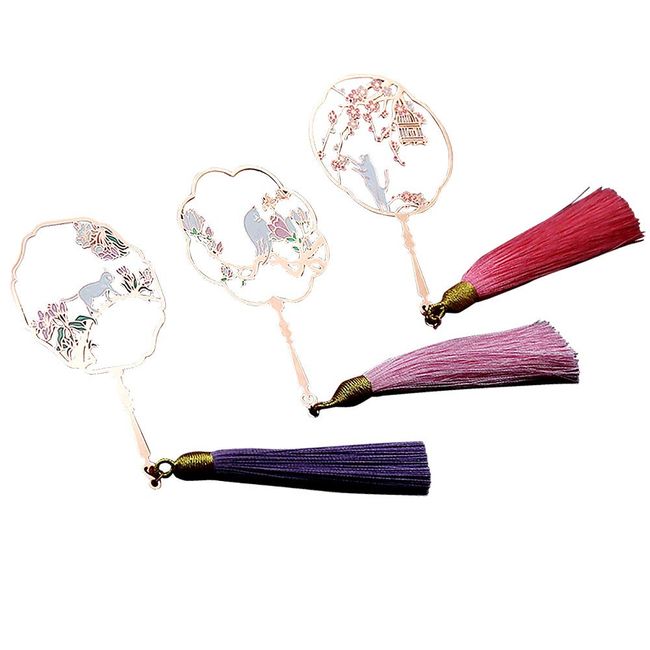 moin moin 2007sor45 Bookmark, Bookmark, Bookmark, Cat Fan-shaped Fan | Tassel Flowers, Cherry Blossoms, Sakura, Swaying | Gold, Gold, Set of 3