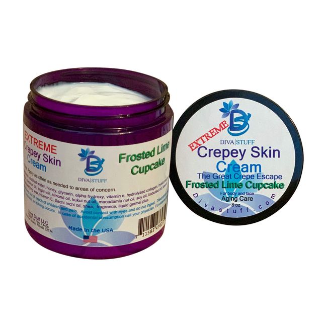 Diva Stuff Extreme Crepey Skin Body & Face Cream With Hyaluronic Acid, Alpha Hydroxy and More (Frosted Lime Cupcake)