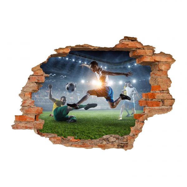 223 Wandtattoo Fußball - Loch in der Wand - Größe 1250 x 870 mm - in 6 Größen - Kinderzimmer Sticker Wandaufkleber Wanddeko Wandbild
