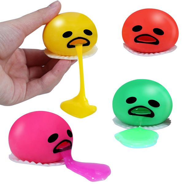 ATKSUNIEE 4-PCS Novelty Vomiting Egg Ball,Halloween Toys Stress Ball,Funny Prank Toys,Slime Egg Yolk Stress Balls,Round Sucking Lazy Egg Yolk Soft Ball,Stress Relief Squeeze Toys