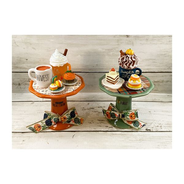 AGD Fall Decor - Pumpkin Spice Latte Pie Dessert Cupcake Risers 2pc