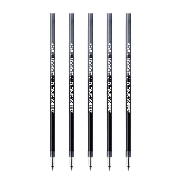 Zebra RSNC7-BK-5AZ Rollerball Pen Refill SNC-0.7 Lead Blene, Multicolor Multi-functional, Black, Pack of 5