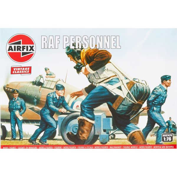 Airfix Model Figures Set - A00747V RAF Personnel - Model Building Kit Accessories, Plastic Model Kits for Adults & Children 8+, Set Includes 48 Unpainted Figures - Accessory for Dioramas