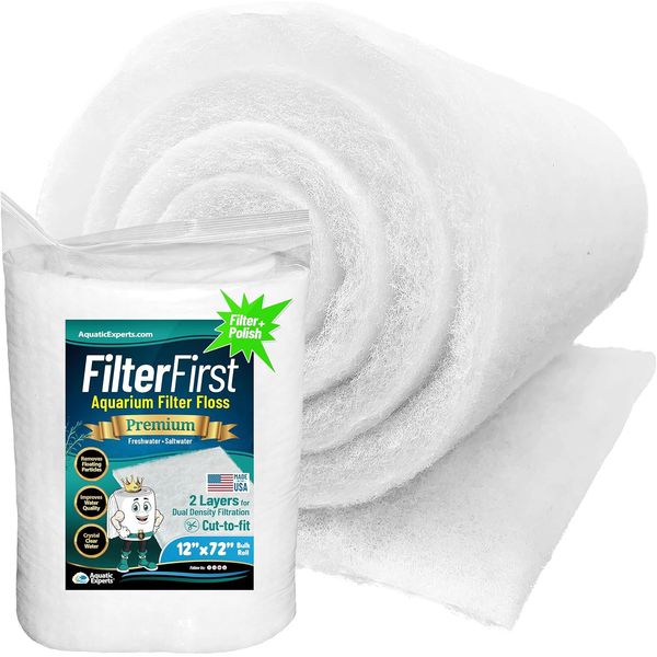 Aquatic Experts Aquarium Filter Floss for Fish Tank 72 Inch Long, Clear