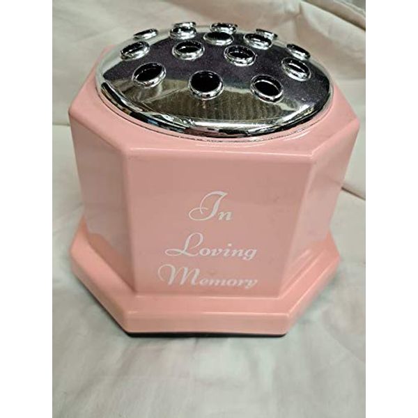 in Loving Memory Pink Grave vase. Approx 14cms high