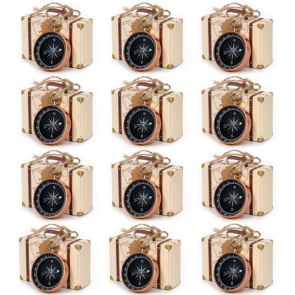 50Pcs Compass Pendant Wedding Favors for Guests Compass Souvenir Gift with Kraft