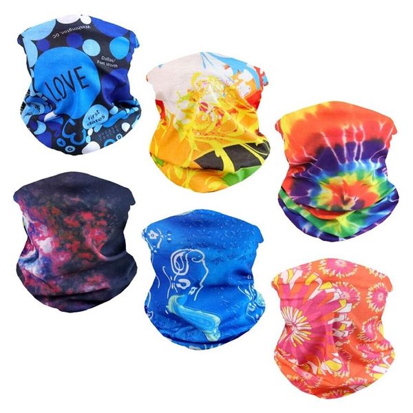 6 Piece Neck Gator Sun UV Protection Face Cover Mask Bandana Shield, with Design