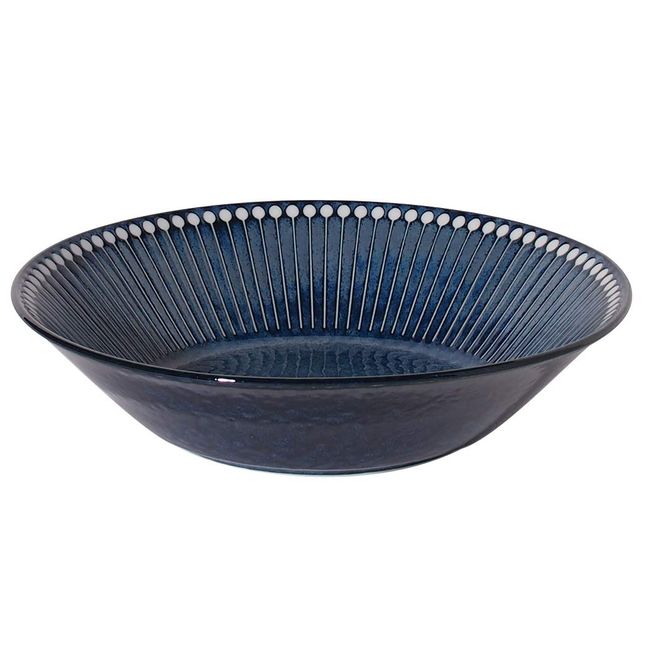 Minoru Pottery Mino Ware Albee 225 Deep Plate, Navy