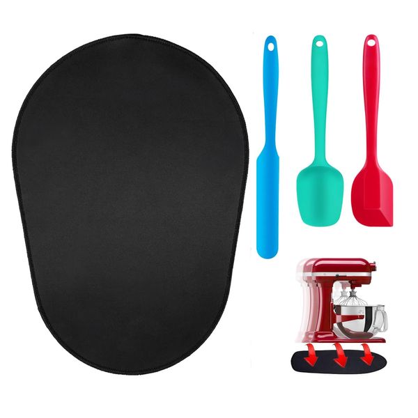 Oudizz Kitchen Appliance Sliding Mats for KitchenAid Stand Mixer and 2 Silicone Spatulas for Cooking - Sliding Mats Compatible with 5.5-6 Qt Tilt-Head Stand Mixer