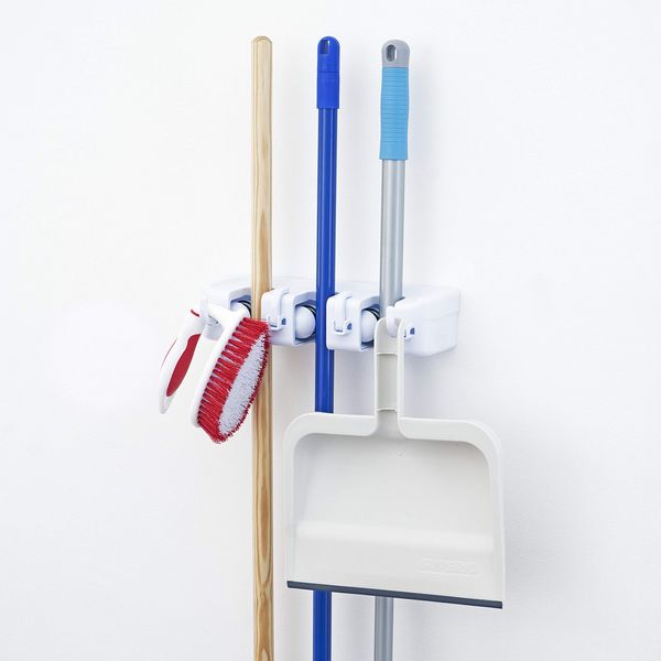 Superio Mop & Broom organizer 3-Slots (White)