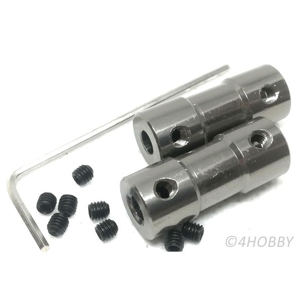 2x clutch 3.0 x 3.0 mm shaft clutch aluminium grey RC boat propeller shaft adapter-