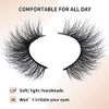 3D Fake Eyelashes Natural Extensions, Strip Mink False Eyelashes Multipack, Wispy Fluffy Volume Eye False Lashes with Stainless Steel Eyelash Tweezer