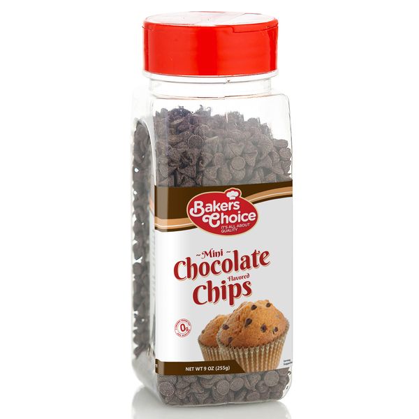 Chocolate Flavored Mini Chocolate Chips – Baking Ingredient, Topping and Decoration Candy for Ice Cream, Desserts and Baked Goods, Non Dairy, Kosher - 9 oz. - Baker’s Choice