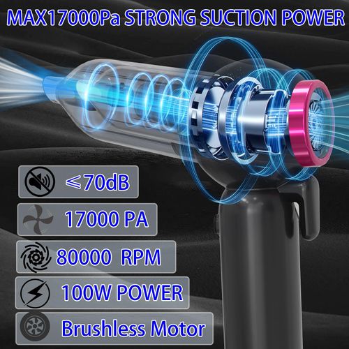 AOMEES Car Vacuum Cleaner - 17000PA, Portable Cordless Vacuum Cleaner for Car, High Power Suction & Blower, Wireless Handheld Vacuum Cleaner Air Duster for Home, Office, Pet