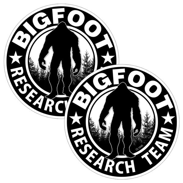 Bigfoot Research Team Black Round Stickers 2 Pack