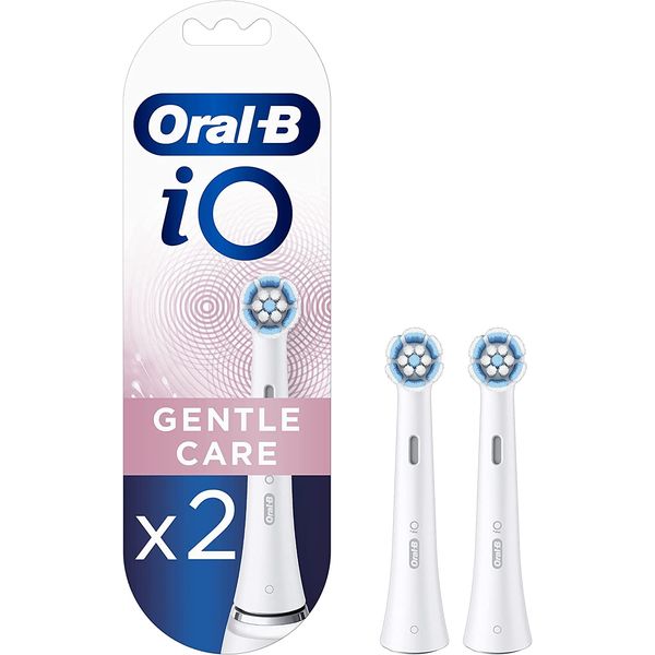 Oral-B iO Gentle Care Electric Toothbrush Head, Twisted & Angled Bristles for Deeper Plaque Removal, Pack of 2 Toothbrush Heads, White