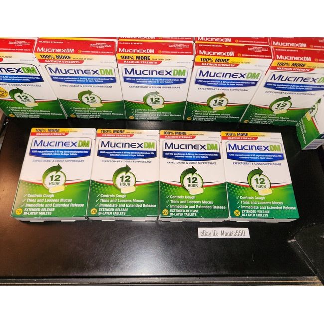 EXP 04/2026+! (112ct) 4 Box 28ct MUCINEX DM Guaifenesin 1200mg/60mg Max Strength