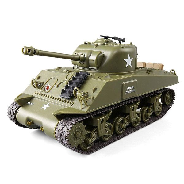 HJKLMM Tank RC 2.4Ghz Remote Control American Sherman M4A3/Pershing M26 Medium Tank 1/30 Scale Model, Simulation Sound/Action, Infrared Battle (M4A3)